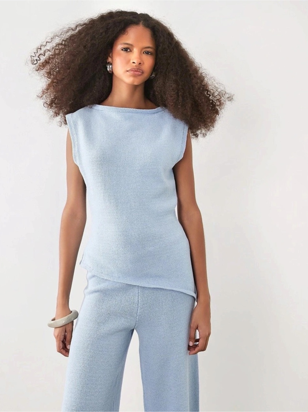 ASOS DESIGN knit asymmetric top in blue